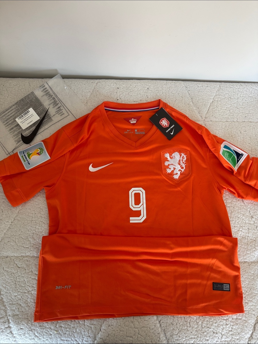 Retro 2014 World Cup Nike Orange Netherlands #9 Home Soccer Jersey